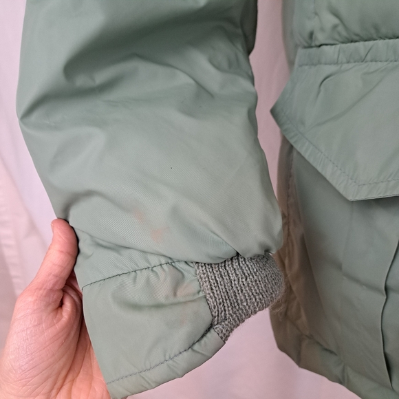 Vntg OLIN Comfy Laramie Green Puffer Goose Down Jacket Sherpa Fleece Collar SzML - Picture 7 of 12